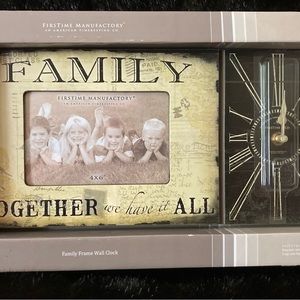 Family Frame Wall Clock With a charming weathered finish.